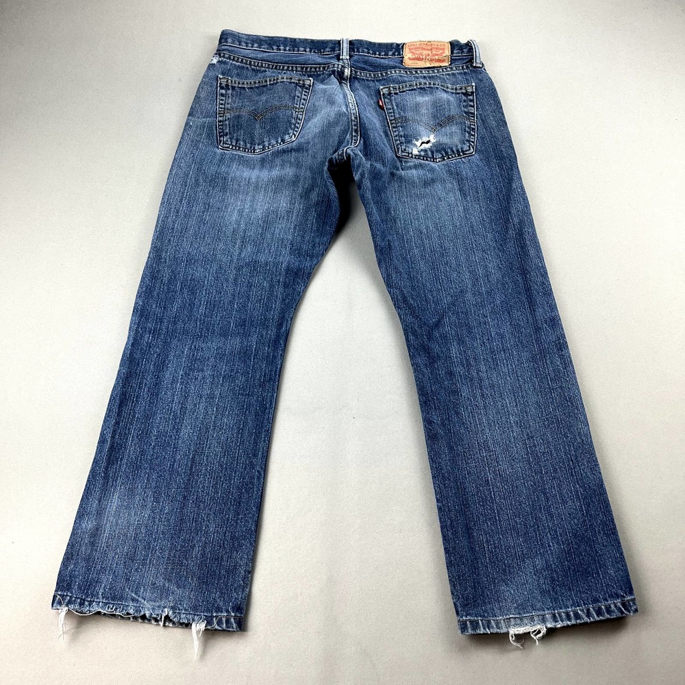 Levis 514 Jeans Mens 34x30 Blue Denim Straight Leg Fit Medium Stone Wash Red Tab
